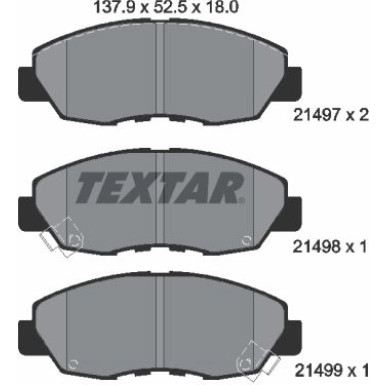 Textar | Bremsbelagsatz, Scheibenbremse | 2149701