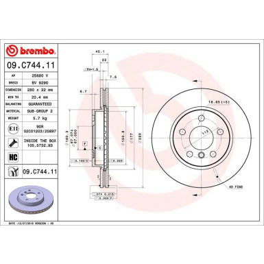 Brembo | Bremsscheibe | 09.C744.11