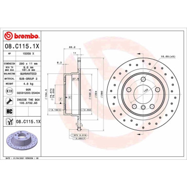 Brembo | Bremsscheibe | 08.C115.1X