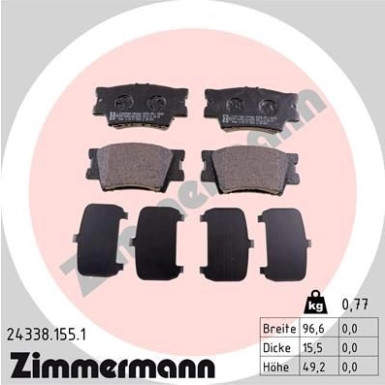 Zimmermann | Bremsbelagsatz, Scheibenbremse | 24338.155.1