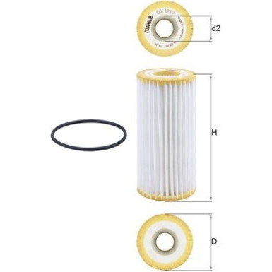 MAHLE ORIGINAL OX 1217D Ölfilter mit Dichtung, Filtereinsatz