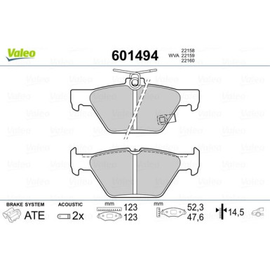 Valeo | Bremsbelagsatz, Scheibenbremse | 601494