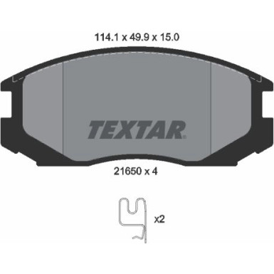 Textar | Bremsbelagsatz, Scheibenbremse | 2165001