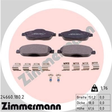 Zimmermann | Bremsbelagsatz, Scheibenbremse | 24660.180.2