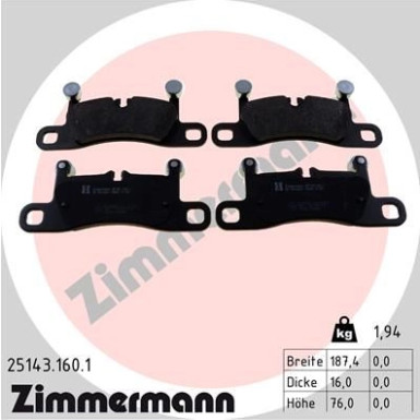 Zimmermann | Bremsbelagsatz, Scheibenbremse | 25143.160.1