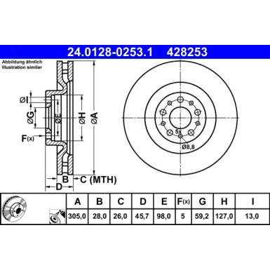 ATE | Bremsscheibe | 24.0128-0253.1