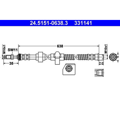 ATE | Bremsschlauch | 24.5151-0638.3