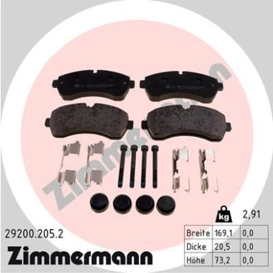 Zimmermann | Bremsbelagsatz, Scheibenbremse | 29200.205.2