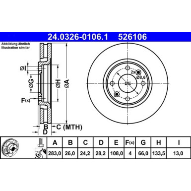 ATE | Bremsscheibe | 24.0326-0106.1