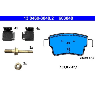 ATE | Bremsbelagsatz, Scheibenbremse | 13.0460-3848.2