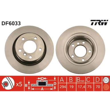 TRW | Bremsscheibe | DF6033