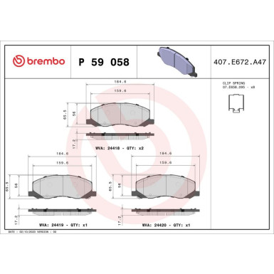 Brembo | Bremsbelagsatz, Scheibenbremse | P 59 058