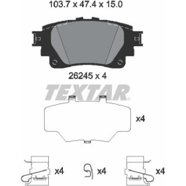 Textar | Bremsbelagsatz, Scheibenbremse | 2624501