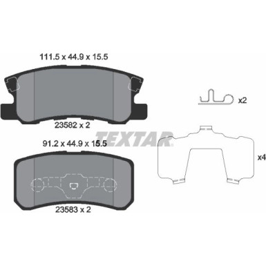 Textar | Bremsbelagsatz, Scheibenbremse | 2358202