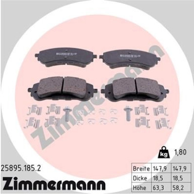 Zimmermann | Bremsbelagsatz, Scheibenbremse | 25895.185.2