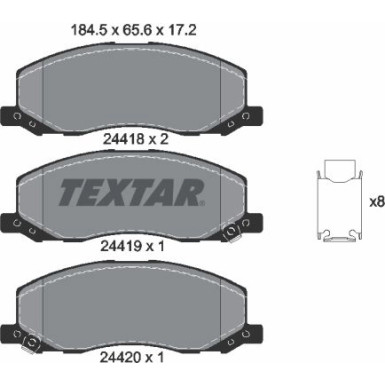 Textar | Bremsbelagsatz, Scheibenbremse | 2441801