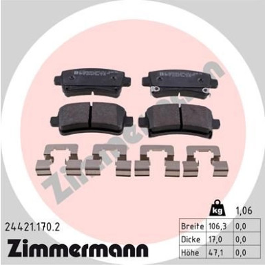 Zimmermann | Bremsbelagsatz, Scheibenbremse | 24421.170.2