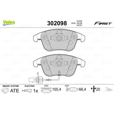 Valeo | Bremsbelagsatz, Scheibenbremse | 302098