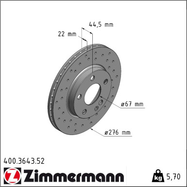 Zimmermann | Bremsscheibe | 400.3643.52