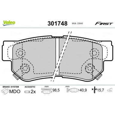 Valeo | Bremsbelagsatz, Scheibenbremse | 301748