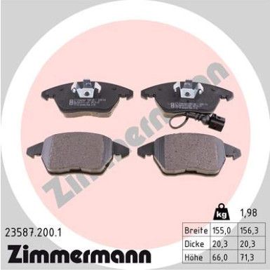 ZIMMERMANN COAT Z 600.3221.20 Bremsscheibe 288mm + 23587.200.1 Bremsbeläge inkl. Warnkontakt