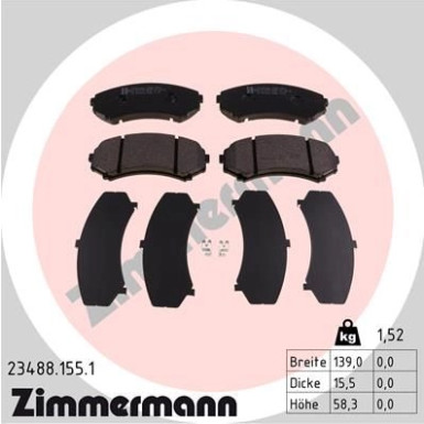 Zimmermann | Bremsbelagsatz, Scheibenbremse | 23488.155.1