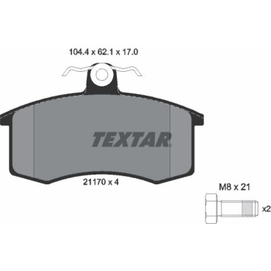 Textar | Bremsbelagsatz, Scheibenbremse | 2117002