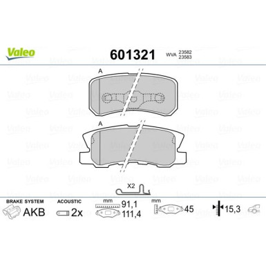 Valeo | Bremsbelagsatz, Scheibenbremse | 601321