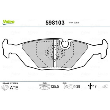 Valeo | Bremsbelagsatz, Scheibenbremse | 598103