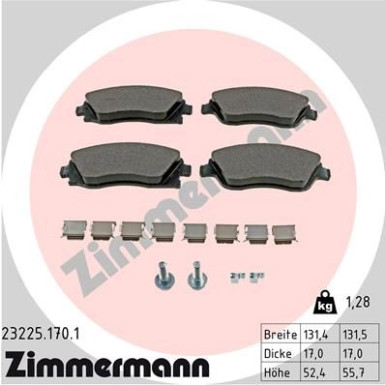 Zimmermann | Bremsbelagsatz, Scheibenbremse | 23225.170.1