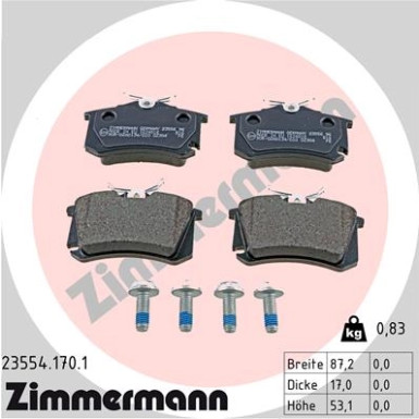 ZIMMERMANN BREMSSCHEIBEN Ø253 + BREMSBELÄGE HINTEN FÜR VW GOLF 5 6 AUDI A3