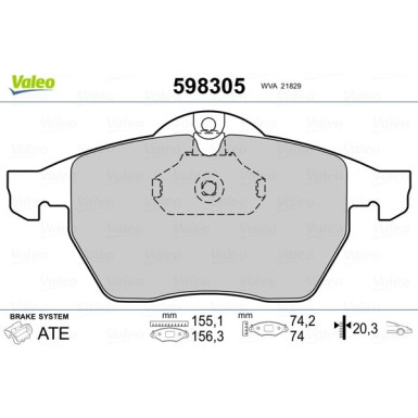 Valeo | Bremsbelagsatz, Scheibenbremse | 598305