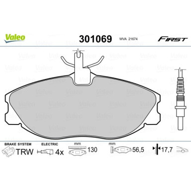 Valeo | Bremsbelagsatz, Scheibenbremse | 301069