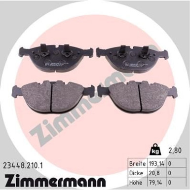 Zimmermann | Bremsbelagsatz, Scheibenbremse | 23448.210.1