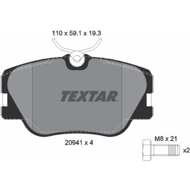 Textar | Bremsbelagsatz, Scheibenbremse | 2094102