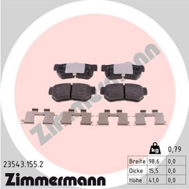 Zimmermann | Bremsbelagsatz, Scheibenbremse | 23543.155.2