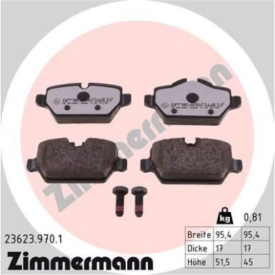 Zimmermann | Bremsbelagsatz, Scheibenbremse | 23623.970.1