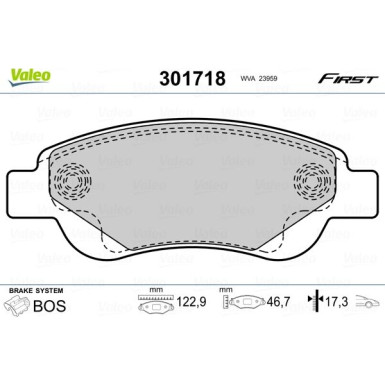 Valeo | Bremsbelagsatz, Scheibenbremse | 301718