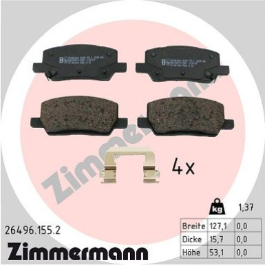 Zimmermann | Bremsbelagsatz, Scheibenbremse | 26496.155.2