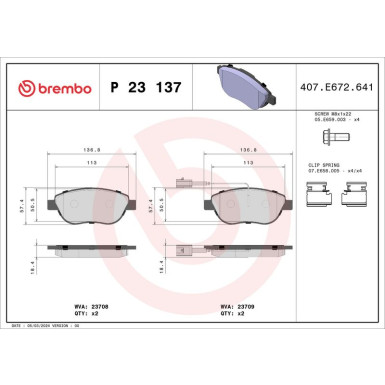 Brembo | Bremsbelagsatz, Scheibenbremse | P 23 137