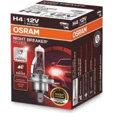 Osram | Glühlampe, Fernscheinwerfer | NIGHT BREAKER® SILVER H4 Faltschachtel | 64193NBS