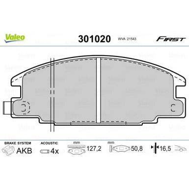 Valeo | Bremsbelagsatz, Scheibenbremse | 301020