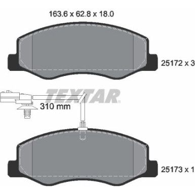 Textar | Bremsbelagsatz, Scheibenbremse | 2517201