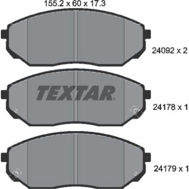 Textar | Bremsbelagsatz, Scheibenbremse | 2409201