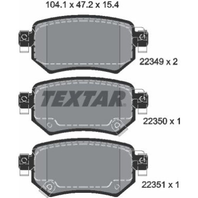 Textar | Bremsbelagsatz, Scheibenbremse | 2234901