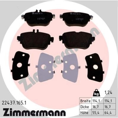 Zimmermann | Bremsbelagsatz, Scheibenbremse | 22437.165.1