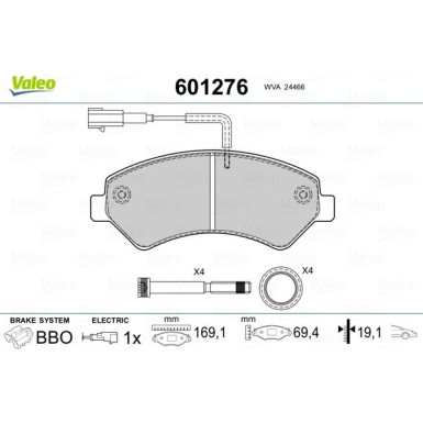 Valeo | Bremsbelagsatz, Scheibenbremse | 601276