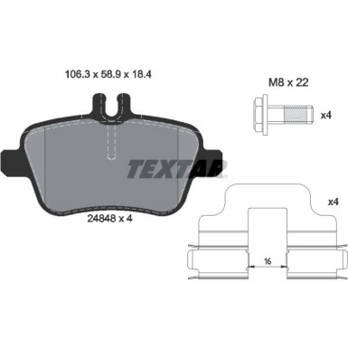 Textar | Bremsbelagsatz, Scheibenbremse | 2484803