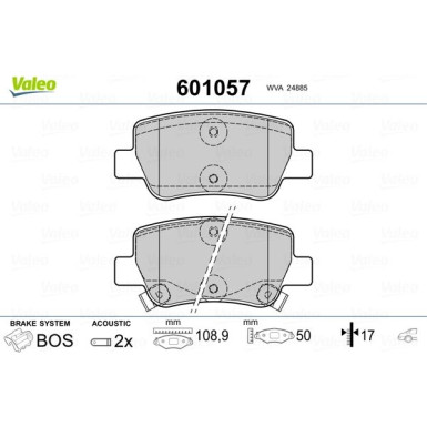 Valeo | Bremsbelagsatz, Scheibenbremse | 601057