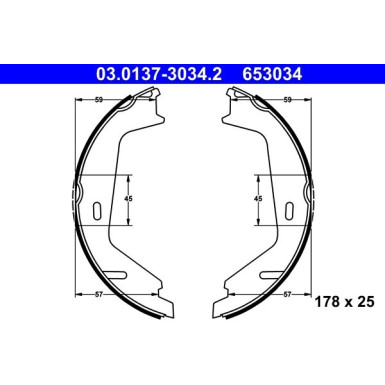 ATE | Bremsbackensatz, Feststellbremse | 03.0137-3034.2